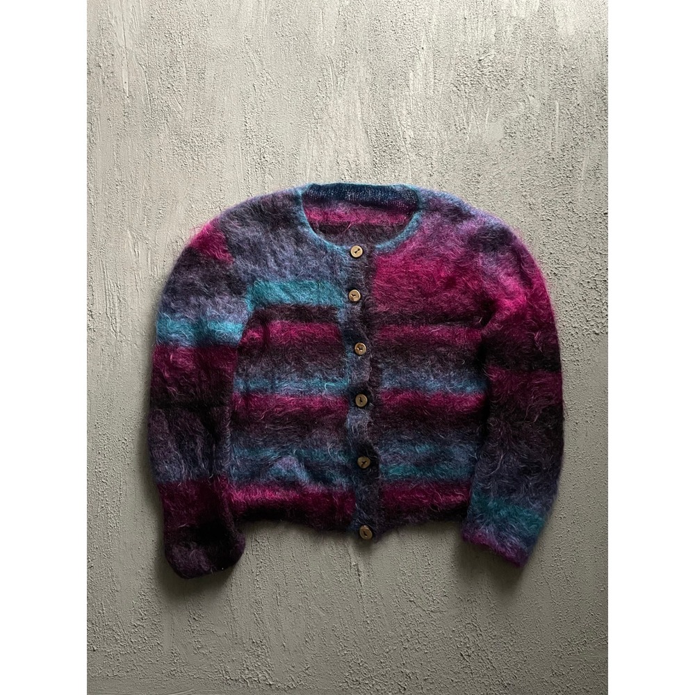 Vintage Mohair cardigan womens large pink 1980s button up